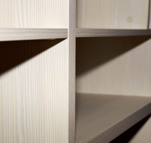 Melamine wood finish shelving
